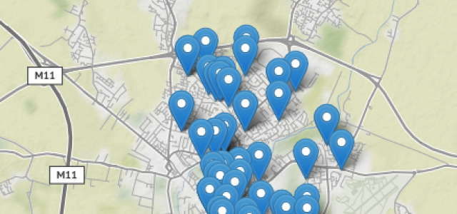 Snapshot of map showing some local services around Cambridge